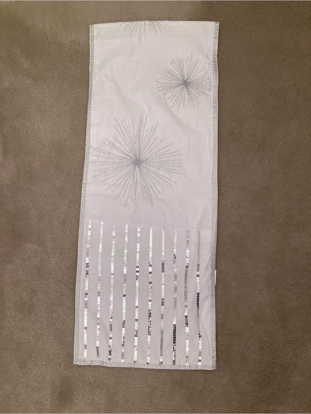 Pier 1 White Table Runner with Sequin Accent
